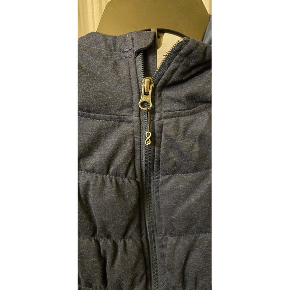 Be by Blanc Noir Navy Blue Hooded Zip-Up Quilted Puffer Vest Women's Size XLarge - Picture 3 of 9